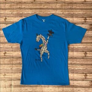 Autism Speaks Electric Blue Graphic Short Sleeve T-Shirt Size Small